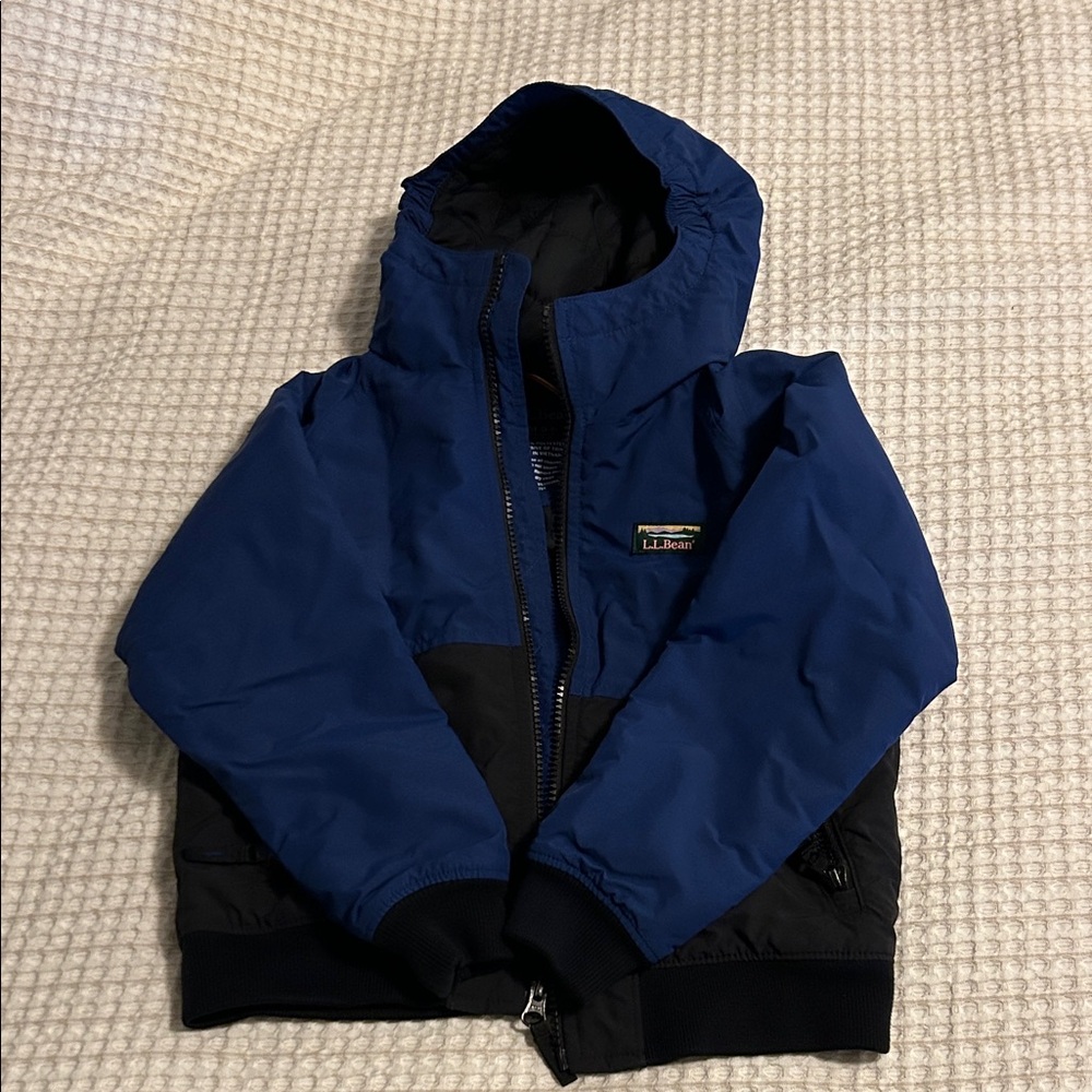 L.L. Bean Kids Puffer Jacket in Blue and Black